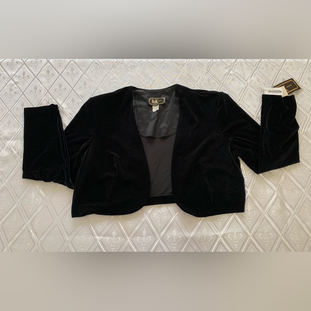 R&K Evening Black Velvet Cropped Cardigan